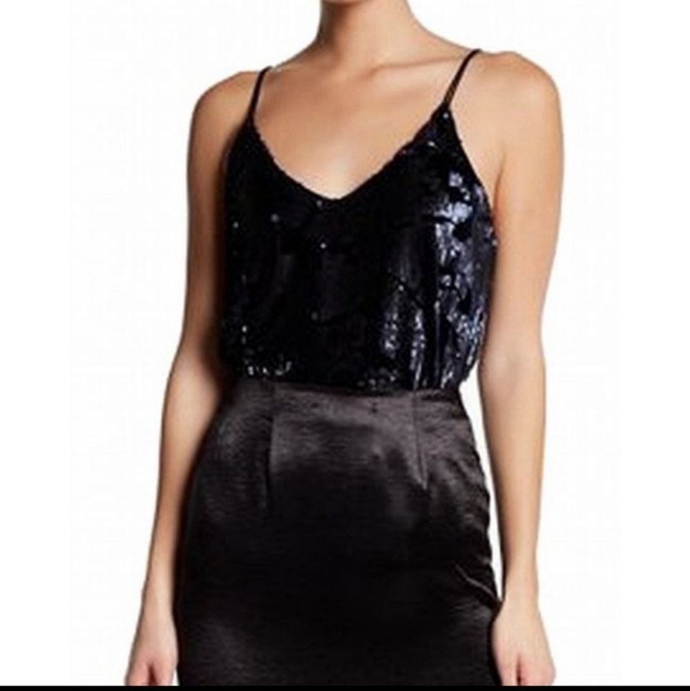 Ro and De velvet and sequins tank top